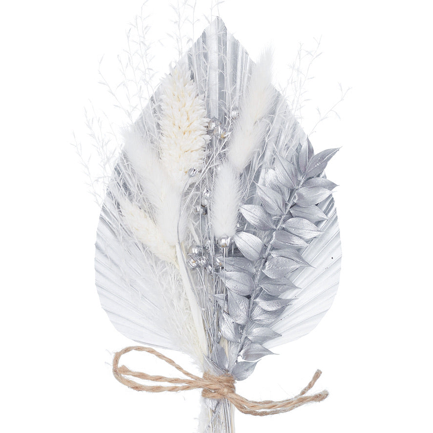Dried Palm Spear Bouquet (Silver & White)