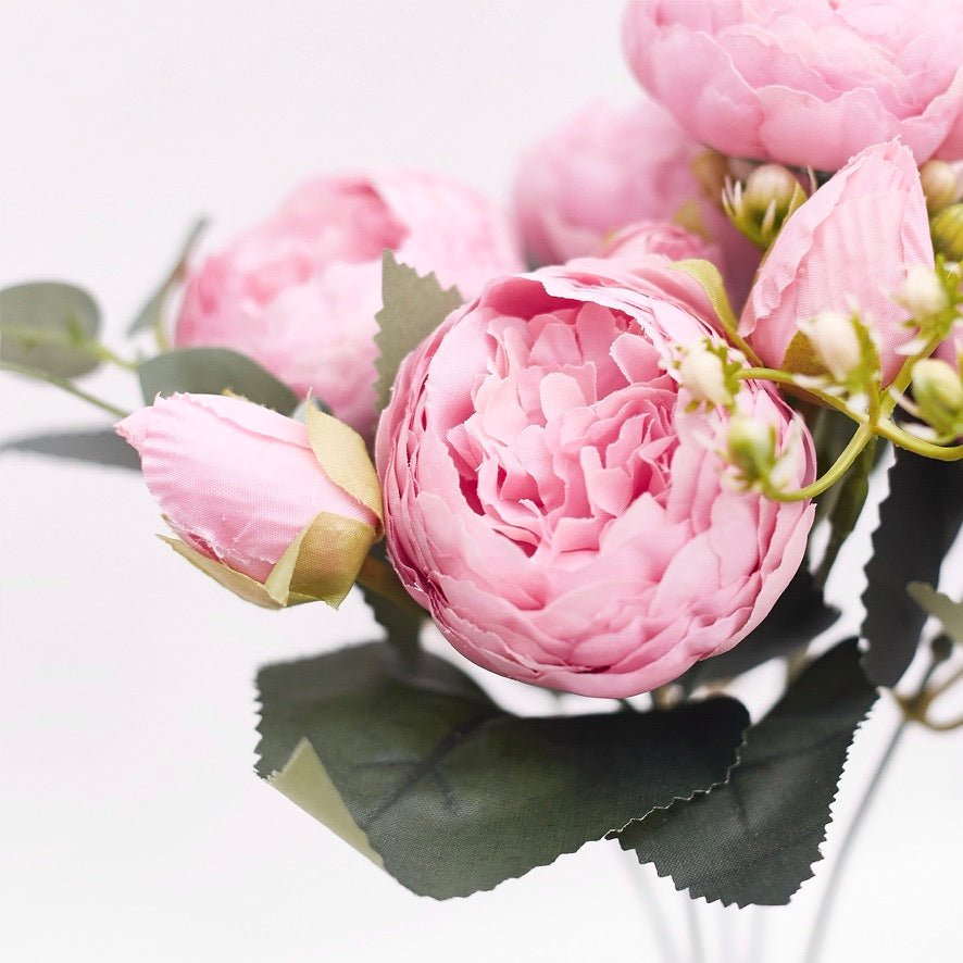 Artificial Silk Peony & Tea Rose Bouquet (Pink)