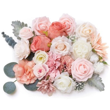 Silk Flower Bags with Foliage (Cream, Pink & Peach)