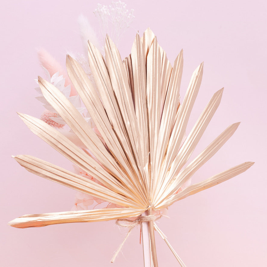 Dried Sun Palm Bouquets (with Palm Spear) (Pink & Gold)