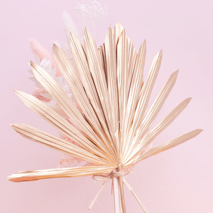 Dried Sun Palm Bouquets (with Palm Spear) (Pink & Gold)