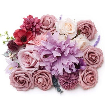 Silk Flower Bags with Foliage (Pink, Cream, Mauve & Lilac)