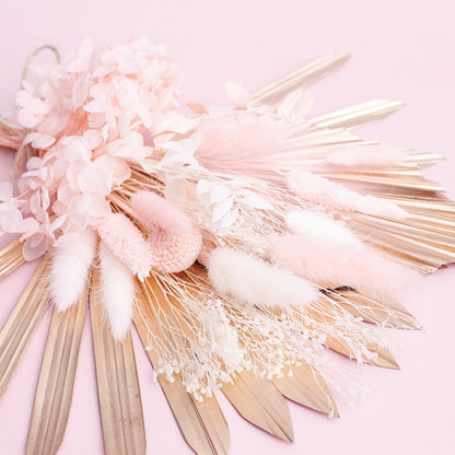 Dried Sun Palm Bouquets (with Palm Spear) (Pink & Gold)