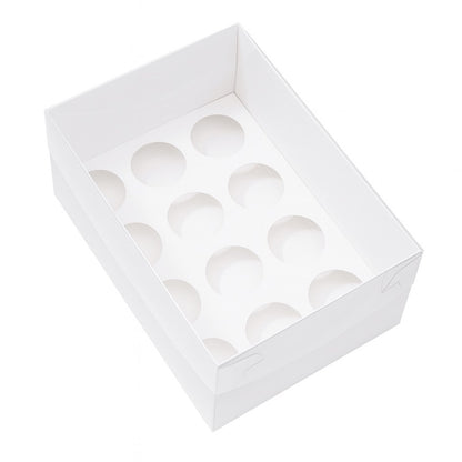 Extra Tall Premium Cupcake Boxes – Pack of 5 with Clear Lids (12 Holes)