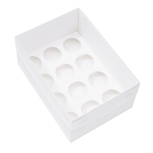 Extra Tall Premium Cupcake Boxes – Pack of 5 with Clear Lids (12 Holes)