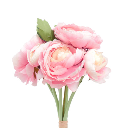 Ranunculus Artificial Silk Flower Bouquet (Sweet Pink & Cream)