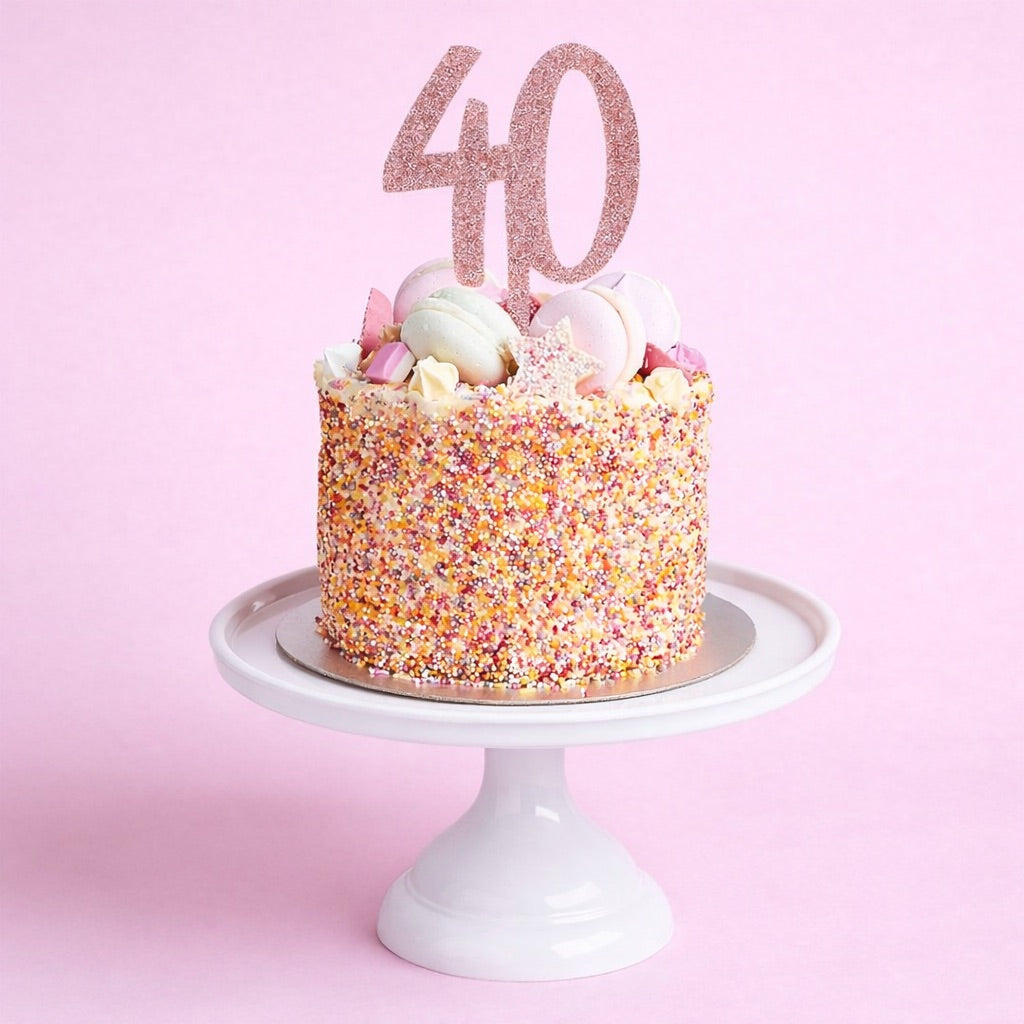 Rose Gold Number '40' Glitter Acrylic Cake Topper