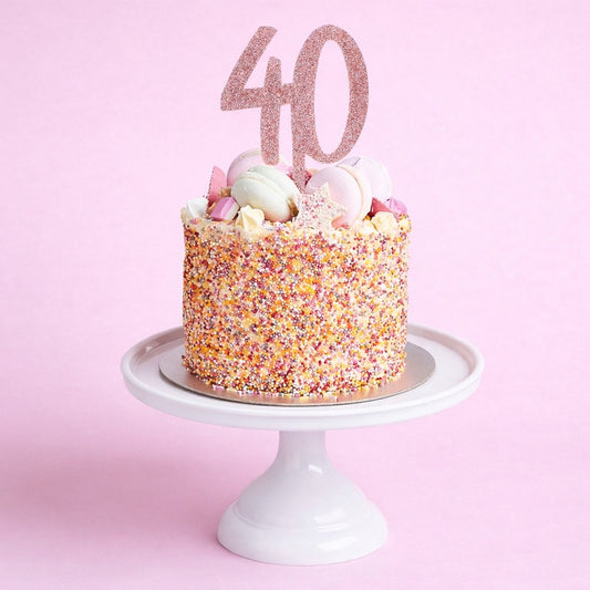 Rose Gold Number '40' Glitter Acrylic Cake Topper