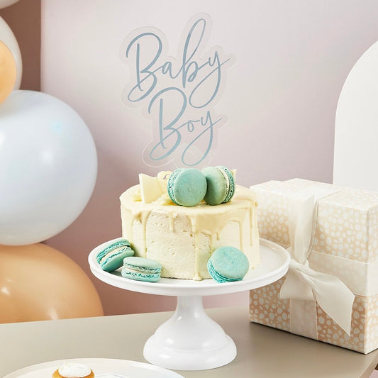 Blue 'Baby Boy' Acrylic Cake Topper