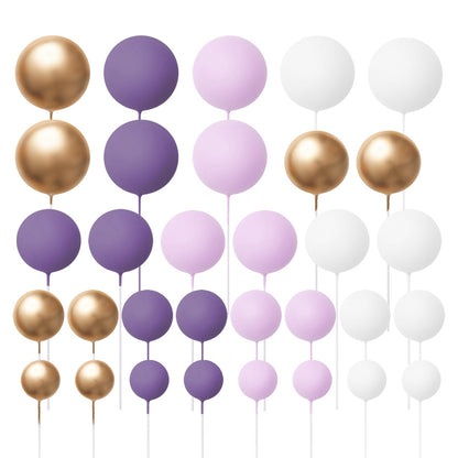 32 Pieces Cake Decorating Ball Sets - White, Gold, Lilac & Purple (Mixed Colour Bundle 8)