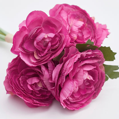 Ranunculus Artificial Silk Flower Bouquet (Berry Pink)