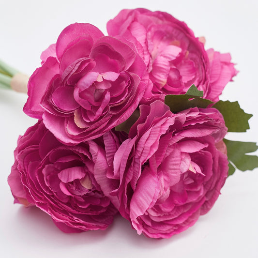 Ranunculus Artificial Silk Flower Bouquet (Berry Pink)