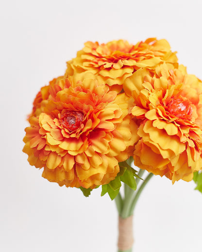 Chrysanthemum Artificial Silk Flower Bouquet (Tangerine)