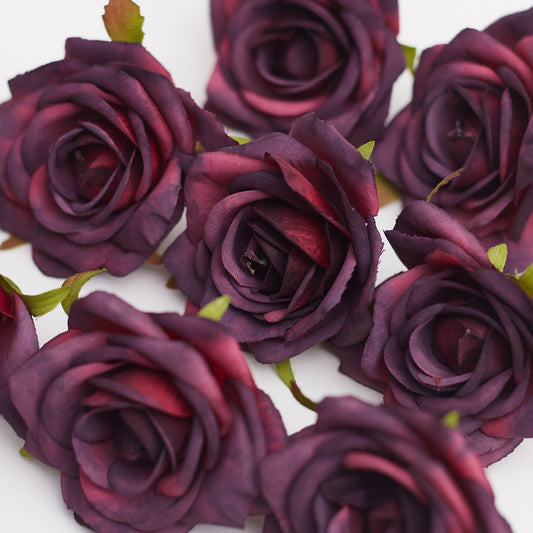 Silk Rose Heads - Pack of 10 | 7cm Diameter (Wine Red)