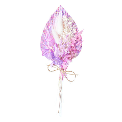 Dried Palm Spear Bouquet (Pink, Purple Glitter & White)