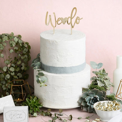 Gold 'We Do' Acrylic Cake Topper