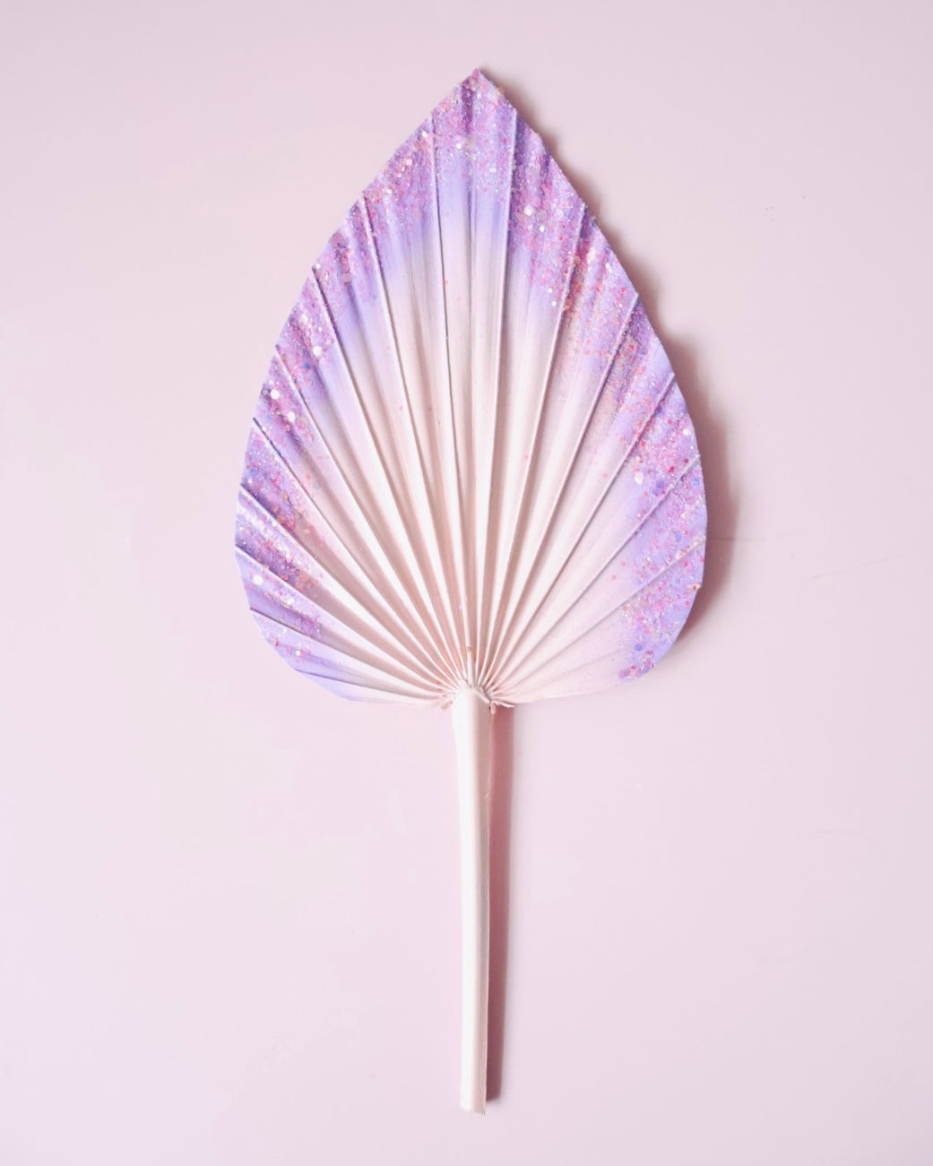 Decorated Dried Palm Spear (Pink & Purple Ombre With Glitter)