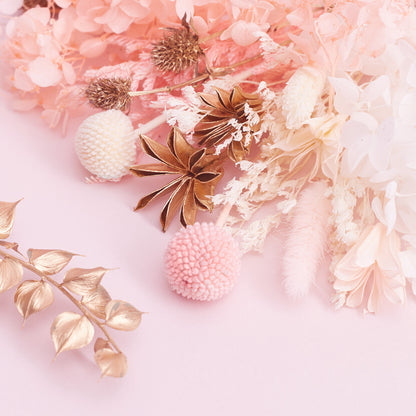 Deluxe Dried Flower Box (Gold, White & Light Pink)