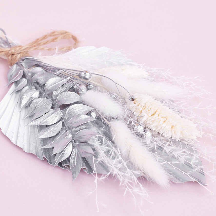 Dried Palm Spear Bouquet (Silver & White)