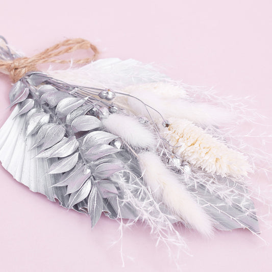 Dried Palm Spear Bouquet (Silver & White)