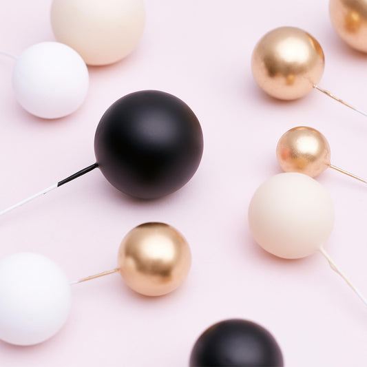 32 Pieces Cake Decorating Ball Sets - White, Gold, Black & Ivory Beige (Mixed Colour Bundle 7)
