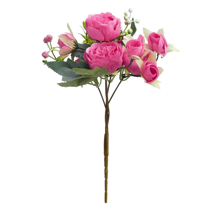 Artificial Silk Peony & Tea Rose Bouquet (Pretty Rose)