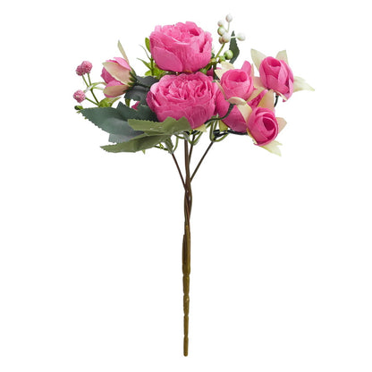 Artificial Silk Peony & Tea Rose Bouquet (Pretty Rose)