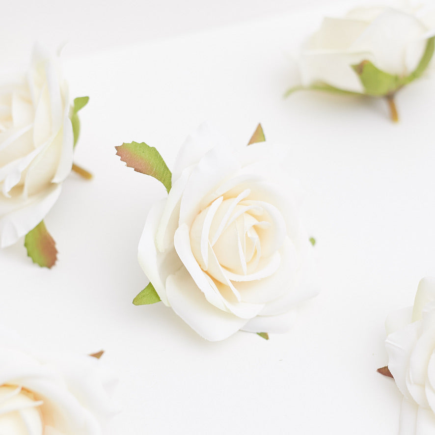 Silk Rose Heads - Pack of 10 | 7cm Diameter (Cream)