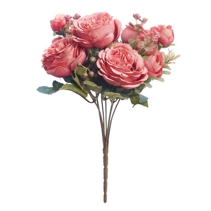 Artificial Silk Peony & Tea Rose Bouquet (Pretty Blush)
