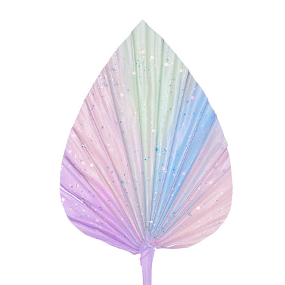 Decorated Dried Palm Spear (Pastel Rainbow Glitter)