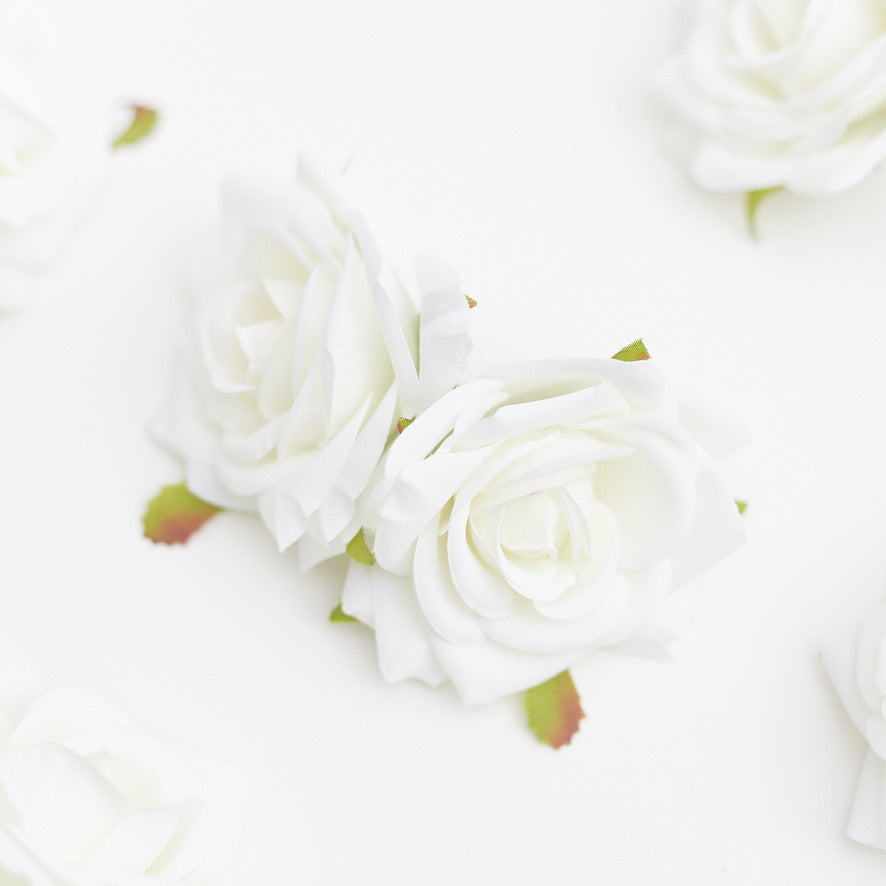 Silk Rose Heads - Pack of 10 | 7cm Diameter (White)