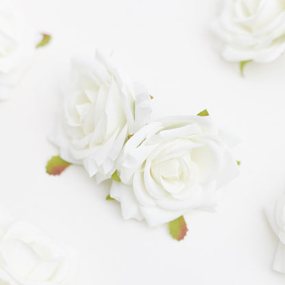 Silk Rose Heads - Pack of 10 | 7cm Diameter (White)