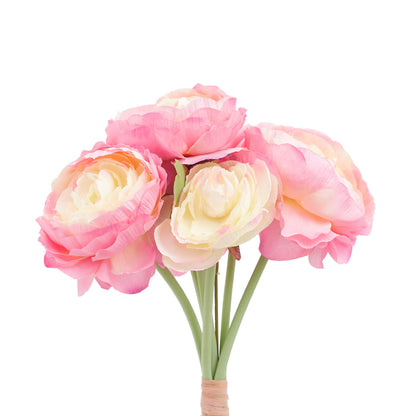 Ranunculus Artificial Silk Flower Bouquet (Strawberries & Cream)