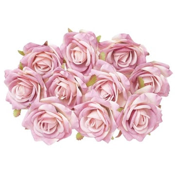 Silk Rose Heads - Pack of 10 | 7cm Diameter (Pink)