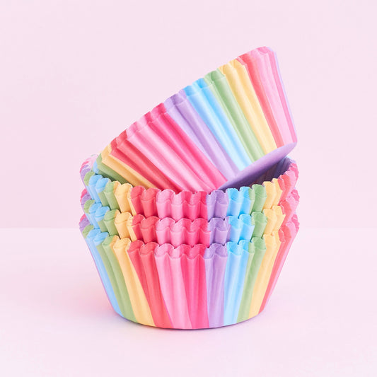 100-Pack Funky Cupcake Cases (Rainbow Stripe)