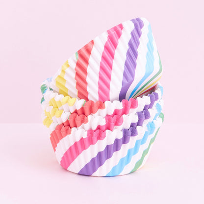 100-Pack Funky Cupcake Cases (Rainbow Swirl)