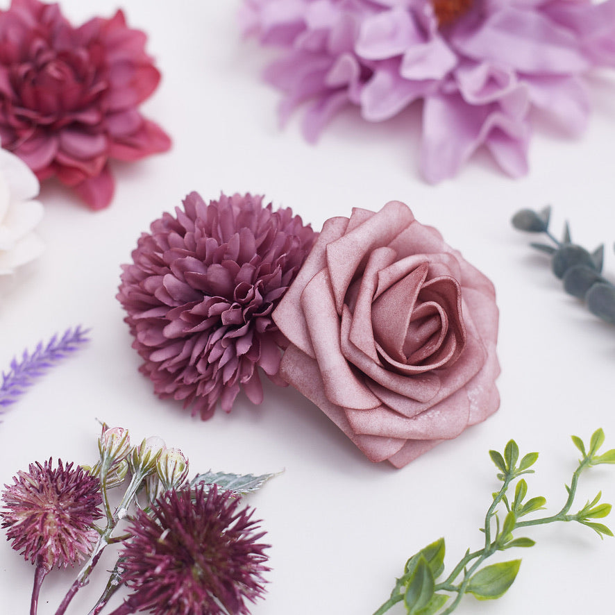 Silk Flower Bags with Foliage (Pink, Cream, Mauve & Lilac)