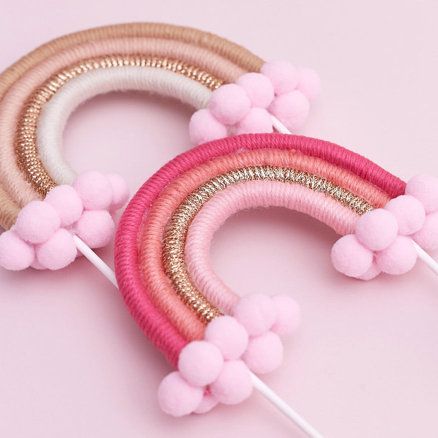 Rainbow Cake Toppers (Small) (Pink & Gold)