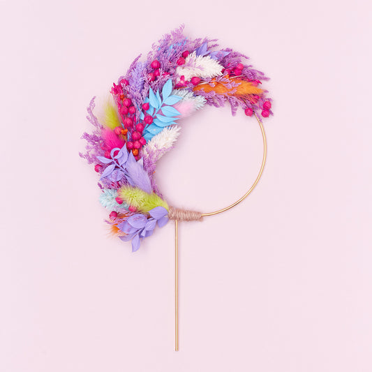 Dried Flower Ring (10cm with stem) (Rainbow Sherbet)