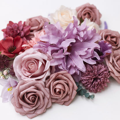 Silk Flower Bags with Foliage (Pink, Cream, Mauve & Lilac)