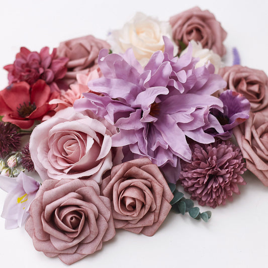 Silk Flower Bags with Foliage (Pink, Cream, Mauve & Lilac)