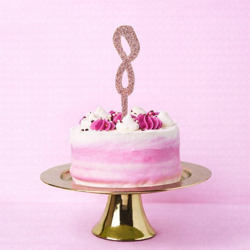 Rose Gold Number '8' Glitter Acrylic Cake Topper