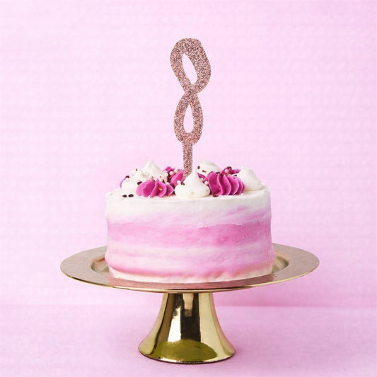 Rose Gold Number '8' Glitter Acrylic Cake Topper