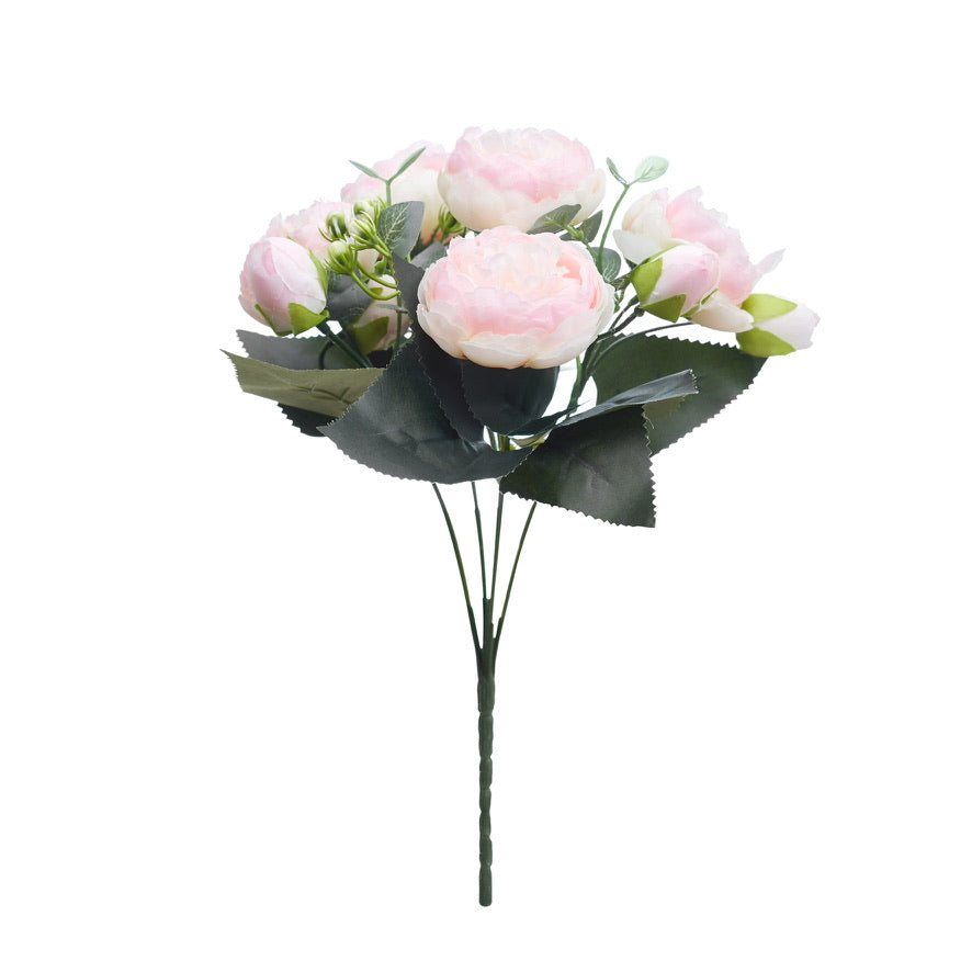 Artificial Silk Peony & Tea Rose Bouquet (Light Pink)