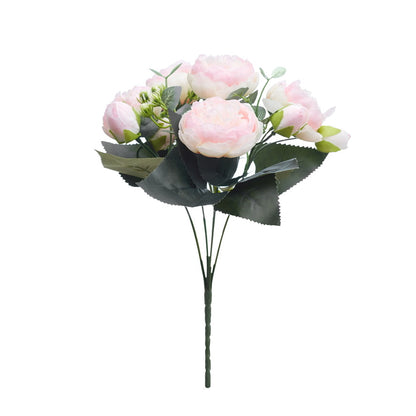 Artificial Silk Peony & Tea Rose Bouquet (Light Pink)