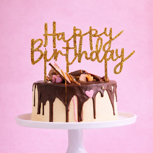 Gold 'Happy Birthday' Acrylic Cake Topper