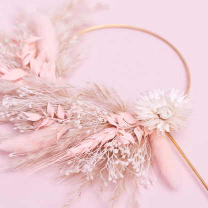 Dried Flower Ring (10cm with stem) (Pink & White)
