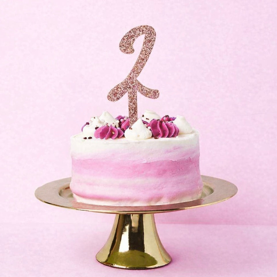 Rose Gold Number '2' Glitter Acrylic Cake Topper