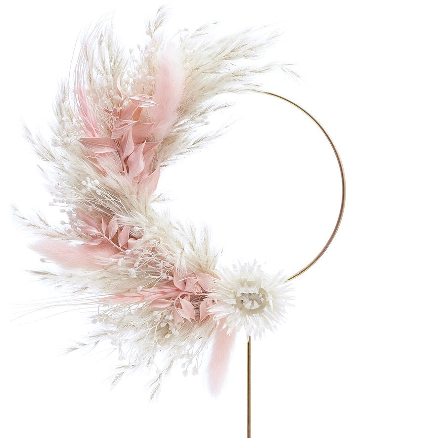 Dried Flower Ring (10cm with stem) (Pink & White)