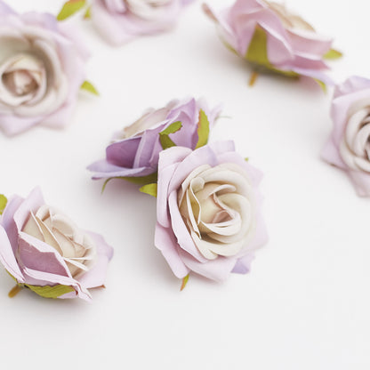 Silk Rose Heads - Pack of 10 | 7cm Diameter (Light Purple)